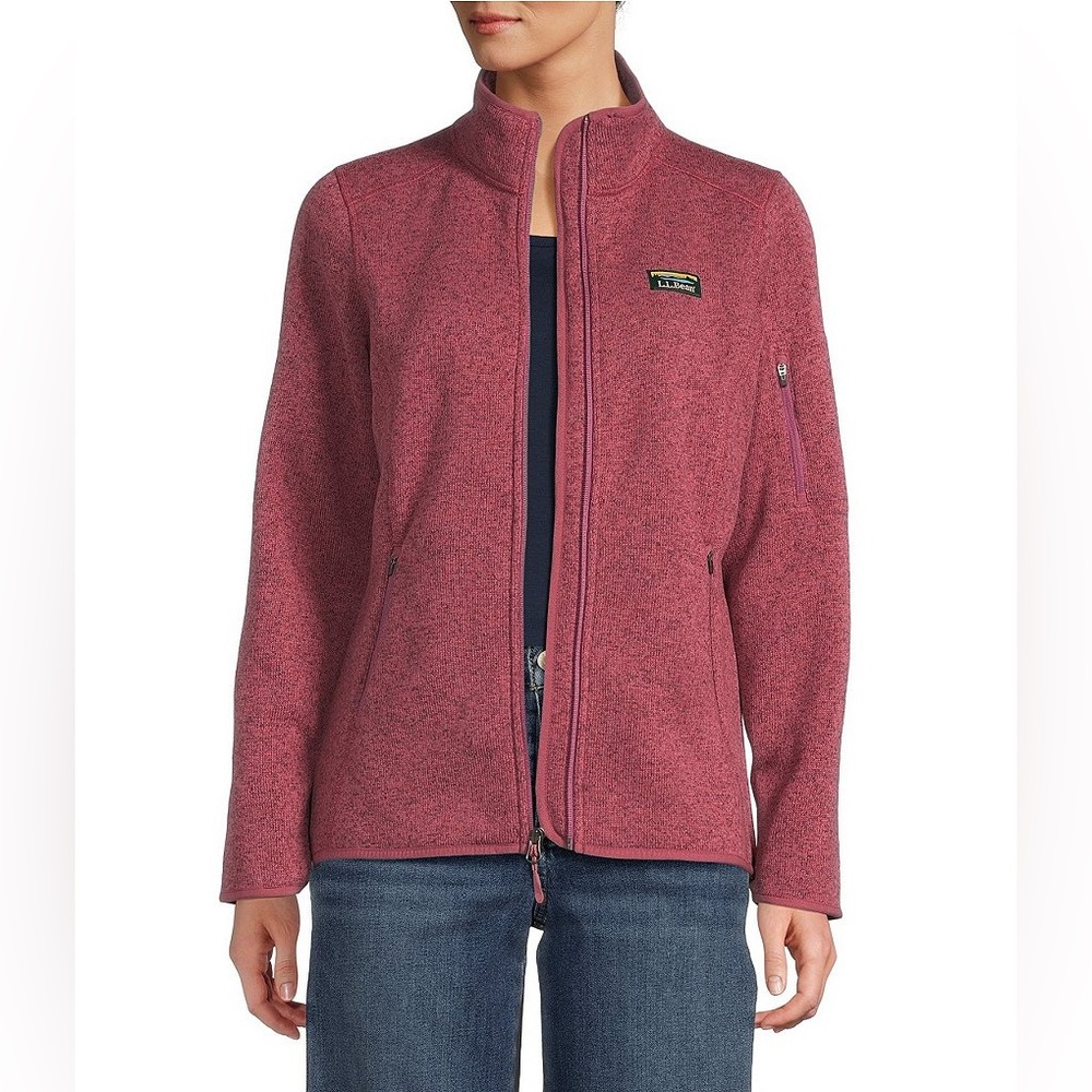 L.L.Bean Fleece Knit Stand Collar Long Sleeve Full Zip Sweater Jacket